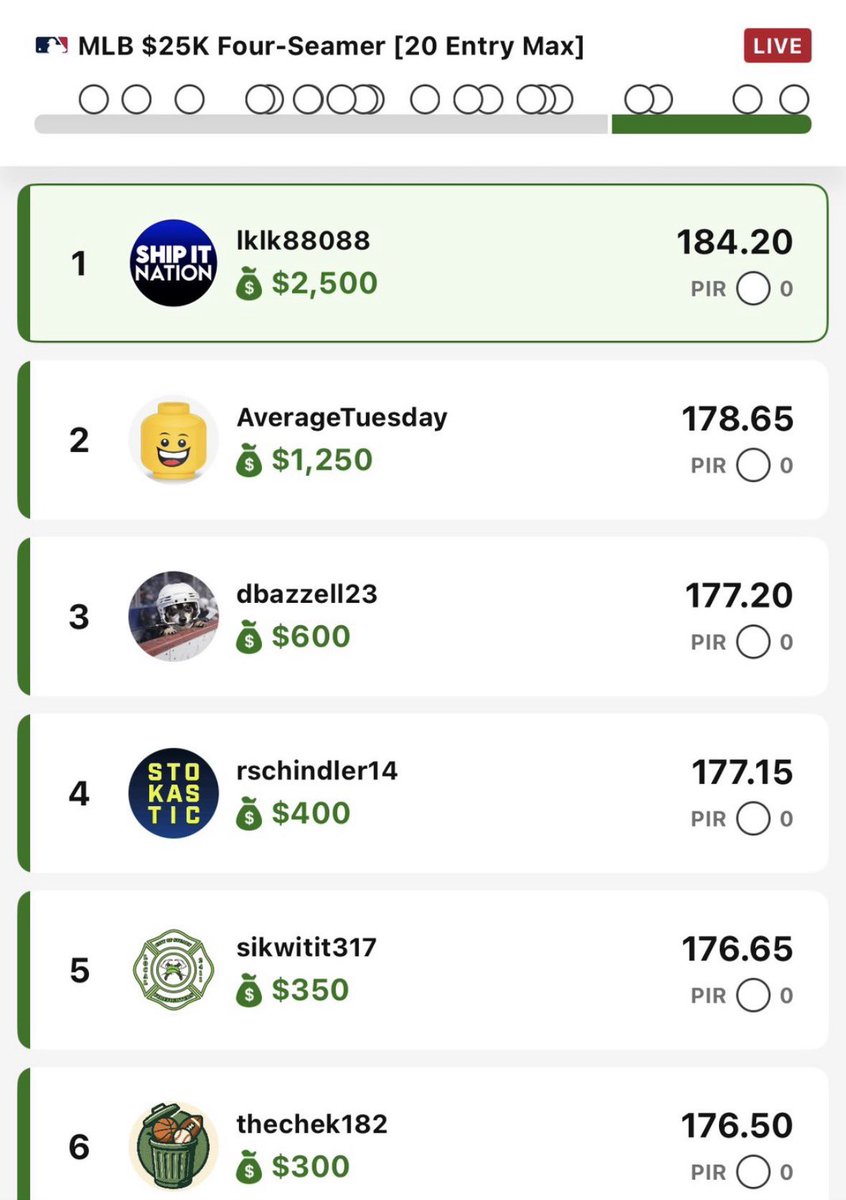 LucasKempton's tweet photo. @ShipItNation @Hoop2410 @ToeTagginTambo @titletown2121 @hebrewcheetah @sheetspwns @Nadesify @hamwhich8dfs @BigMarley3 @g_rizen @FantasytipsMatt Some of the many screenshots to back it up🚀🚀🚀 https://t.co/kkLf8fZx0m