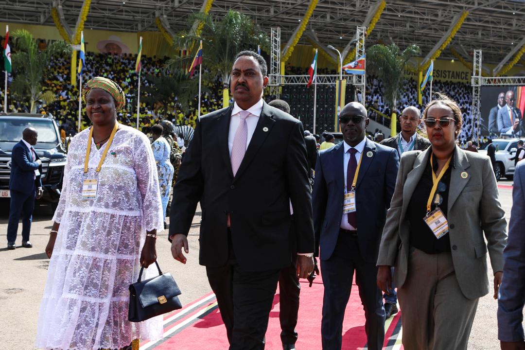 BigirwaJoselyn's tweet photo. It was great honour to accompany H.E  @DrWorkneh IGAD Executive Secretary for the Presidents' Swearing 
-In and Inauguration Ceremonies at Kololo today! Huge Congratulations to @KagutaMuseveni, long live Mzee! https://t.co/lXQkRfiOqL