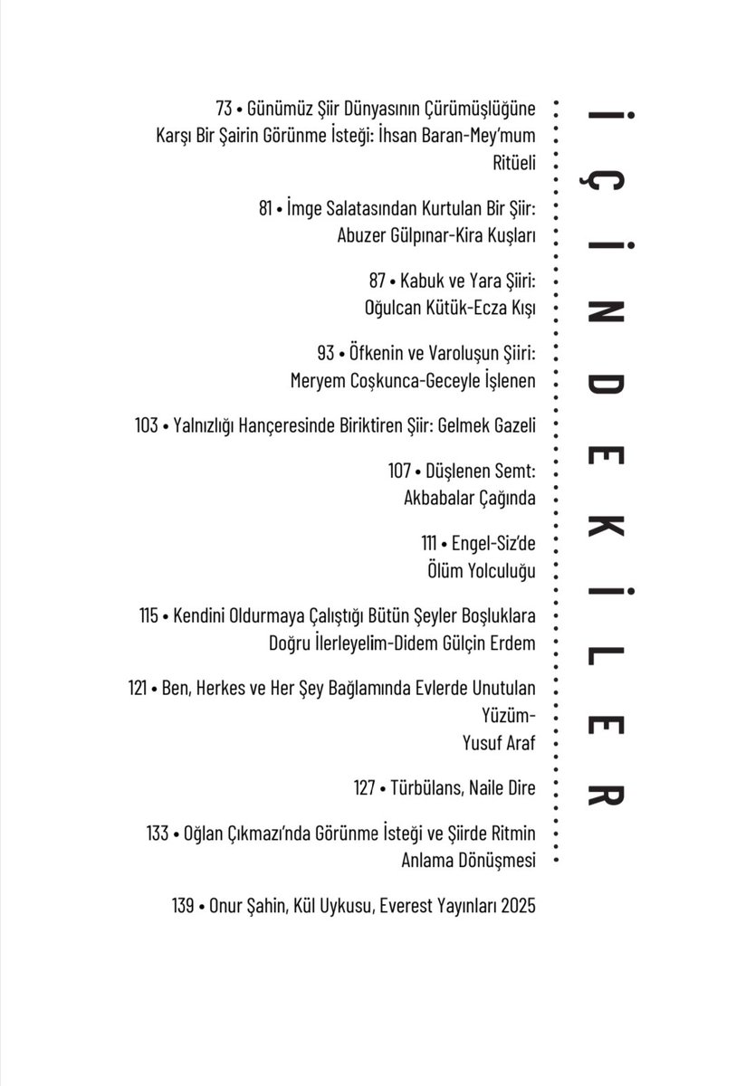 bkrddr's tweet photo. Çagdaş Şiire İçeriden Bir Bakış kitabının içindekiler kısmı: https://t.co/nulDOL0Wkq