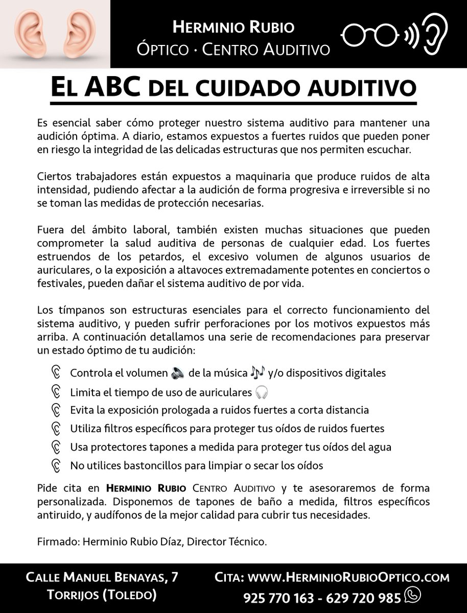 ElZoco_Attico's tweet photo. Mayo 2026. EL ABC DEL CUIDADO AUDITIVO https://t.co/sSUPeM77ug