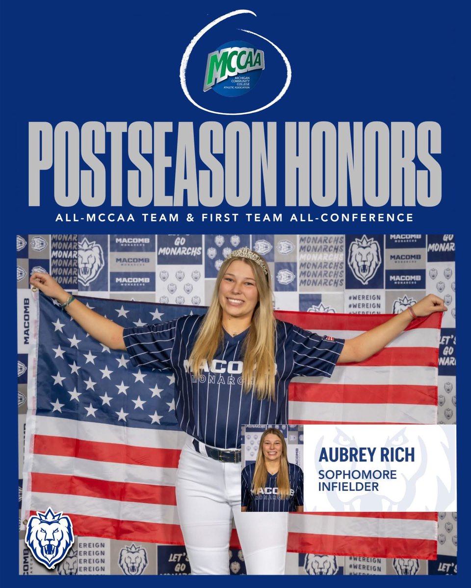MacombSoftball's tweet photo. MCCAA Awards 🥎🏅

Aubrey Rich
All-MCCAA Team and First Team All-Conference https://t.co/TIBAbat1AJ