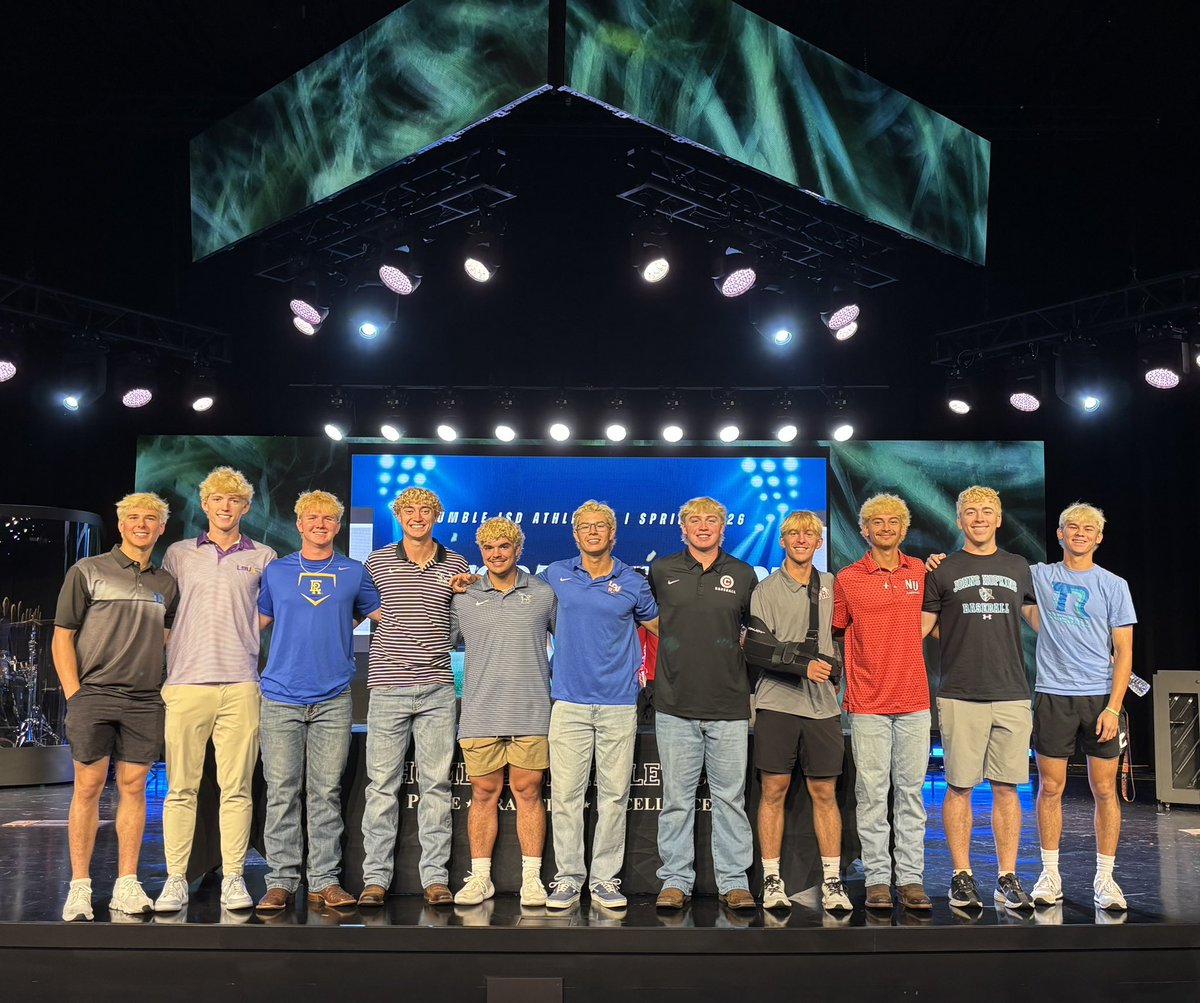 KPARKBaseball1's tweet photo. 🚨 Humble ISD Spring Signing Day 🚨 

Big day for Kingwood Park Baseball!  ELEVEN Panthers sign to play baseball at the collegiate level today!  Thank you @HumbleISD_Ath for putting this amazing event together and @untdcitychurch for hosting!  
#family
#WeAreKPark https://t.co/b2sd6NlyjE