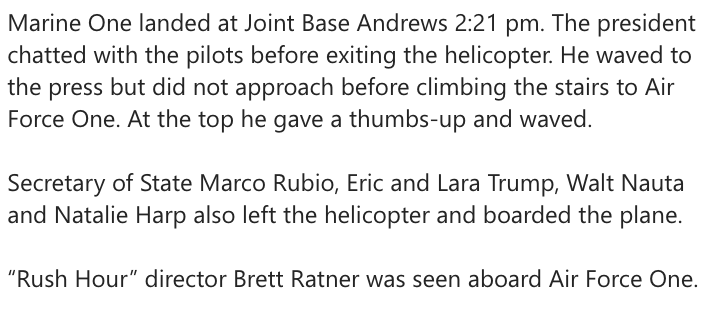 ddiamond's tweet photo. Per pooler @iarnsdorf, Brett Ratner is aboard Air Force One today. https://t.co/LyoCZ26LPJ