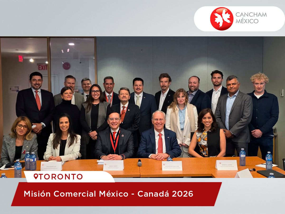 CanChamMx's tweet photo. En el marco de la Misión Comercial en Canadá, la Comisión de Minería de CanCham México llevó a cabo una relevante sesión de trabajo en las oficinas de Agnico Eagle Mines Limited, a quienes agradecemos profundamente por el espacio brindado y su hospitalidad para la realización de este encuentro.

Este encuentro, encabezado por Rafael Garciaía, Presidente de CanCham México, y Carla Bustillos, Directora General, reafirma nuestra labor como puente estratégico para la inversión.

La sesión contó con la dirección de Luis Felipe Medina, Presidente de la Comisión, y José Rafael Jabalera Batista, Vicepresidente de la misma, quienes lideraron el diálogo sobre el panorama actual del sector.

Tuvimos el honor de contar con la participación especial de Jose Medina Mora Icaza, Presidente del Consejo Coordinador Empresarial MX Oficial (CCE), consolidando un espacio de intercambio de alto nivel entre los principales actores de la industria minera en la región.

----------------------------------------------------------

As part of the Trade Mission in Canada, CanCham Mexico’s Mining Commission held a high-level working session at the Agnico Eagle offices. We extend our deepest gratitude to Agnico Eagle for providing the venue and for their hospitality in hosting this event.

Led by Rafael García, President of CanCham Mexico, and Carla Bustillos, Director General, this meeting reaffirms our role as a strategic bridge for investment.

The session was directed by Luis Felipe Medina, President of the Commission, and José Jabalera, Vice-President, who led the dialogue on the current state of the sector.

We were honored to have the special participation of José Medina Mora Icaza, President of the CCE, consolidating a high-level exchange between the main player
