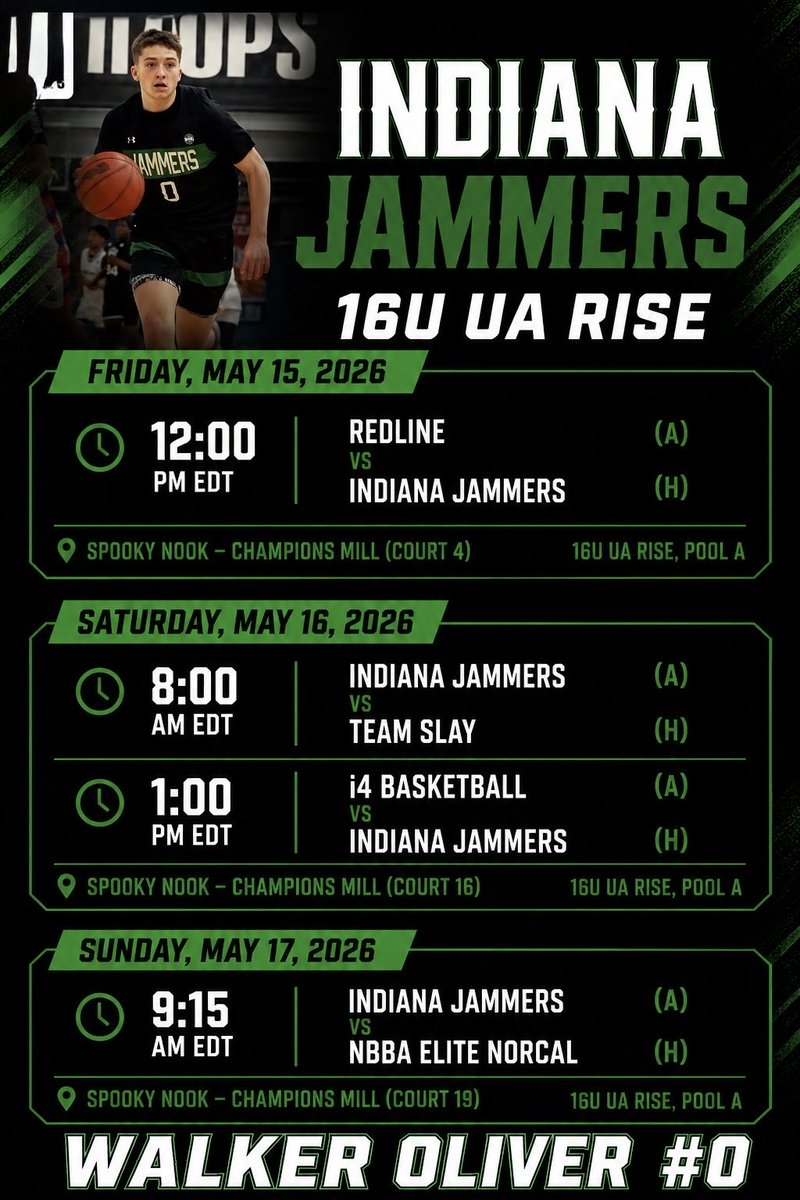 walkmanoliver11's tweet photo. UA Rise Session 1 Schedule 
Indiana Jammers 16u
Walker Oliver #0
Hamilton, Ohio   Spooky Nook https://t.co/dM1Iyii7yy