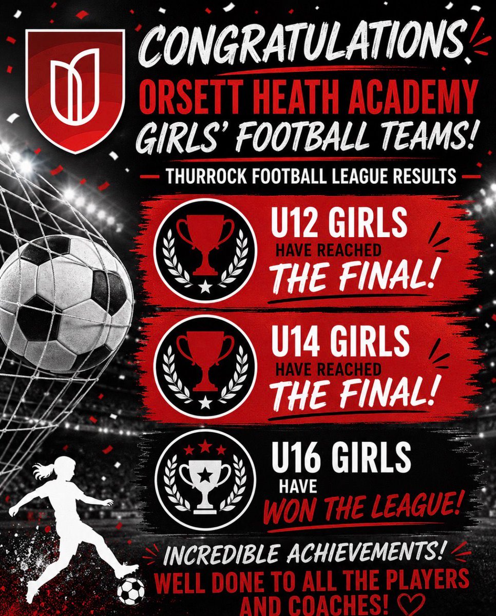OHAupdates's tweet photo. Congratulations to ALL of our KS3 Football Teams on reaching the Thurrock Football Cup Finals, to our U16 Girls on winning the League &amp; finally to our U15 Boys’ on reaching both the Thurrock Football Cup and National Football Cup Finals! ⚽️

👀 All eyes on the finals – good luck! https://t.co/gyqnwLoY70