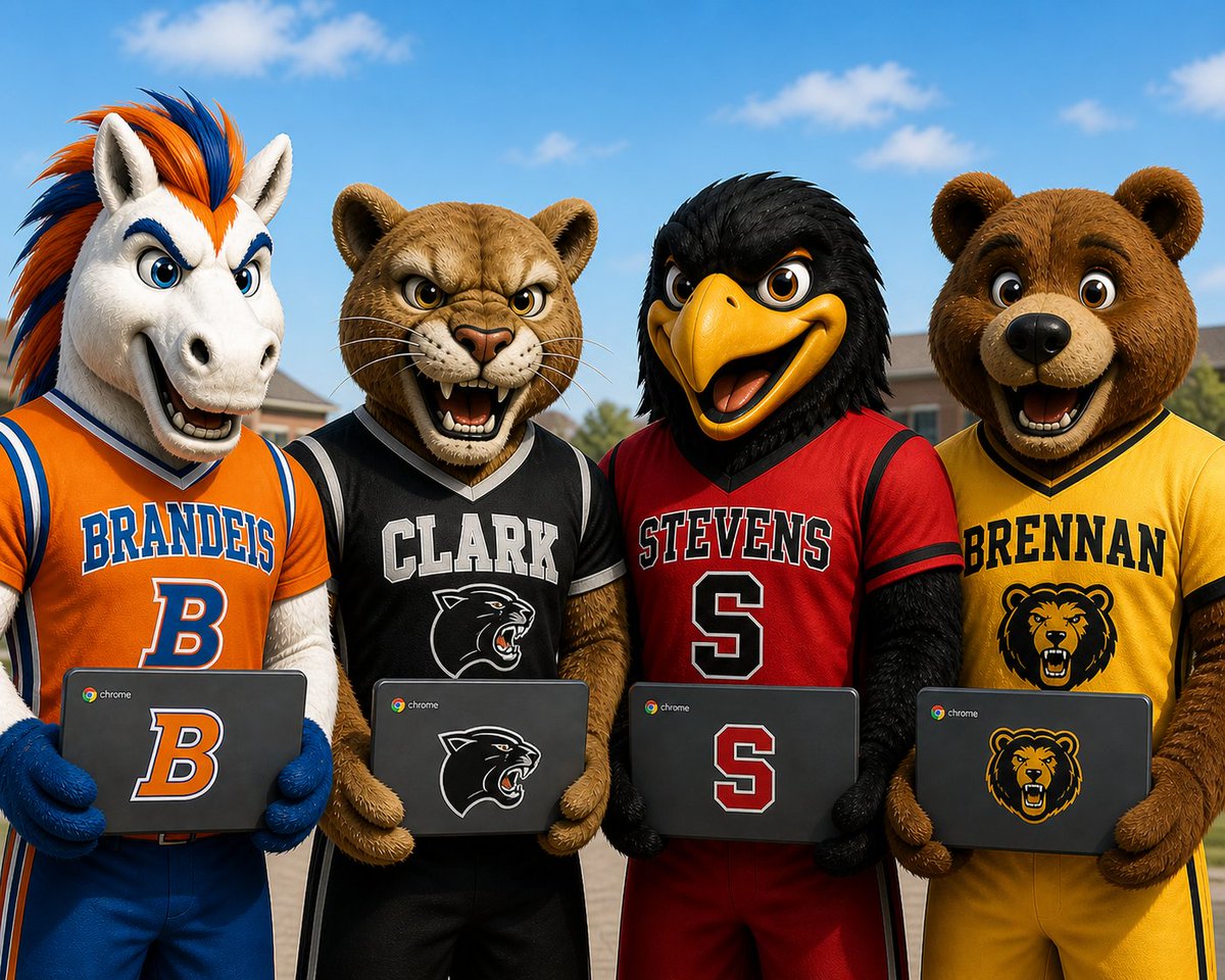 NISDTechServ's tweet photo. The "New Device" smell is in the air! 🎓✨ 

We’re officially refreshing student Chromebooks across four high schools this fall:
Clark, Stevens, Brandeis, Brennan

We’re ensuring our students have the most reliable, high-speed tools to stay unstoppable! ⚡️ https://t.co/A7kHlBkNFq