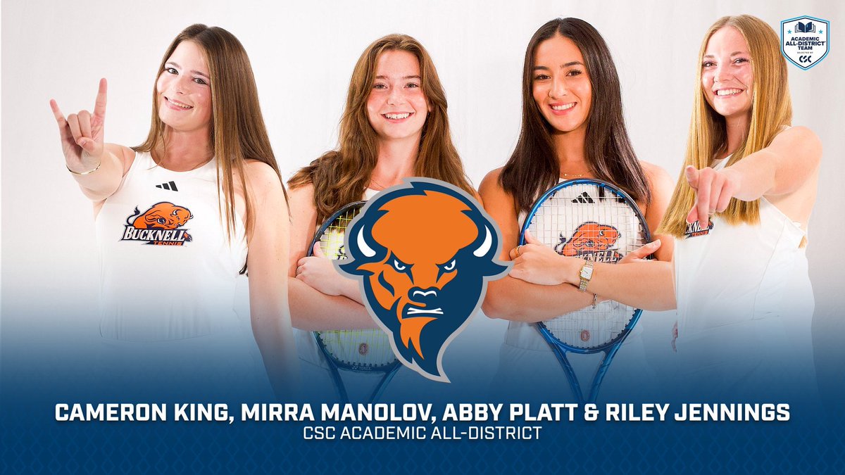 Bucknell_WTEN's tweet photo. 4️⃣ Bison Women’s Tennis student-athletes have been named to the CSC Academic All-District Team! #raybucknell🔶🔷🦬 https://t.co/fmf0TaFLMA