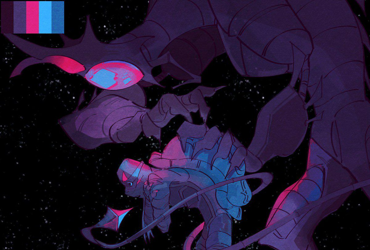 LovesIrasppr's tweet photo. ["IN THE BACK OF MY MIND"]

.✦  ݁[Another Limited Palette piece I was eager to make! I'm mostly suprised with The Kraang because it was my first time drawing him! So I'm VERY pleased with the result (ᴗ͈ˬᴗ͈)ꕤ.ﾟ🌑💫]݁✦.

#rottmnt #angst #fanart https://t.co/5YDsdJXKHE