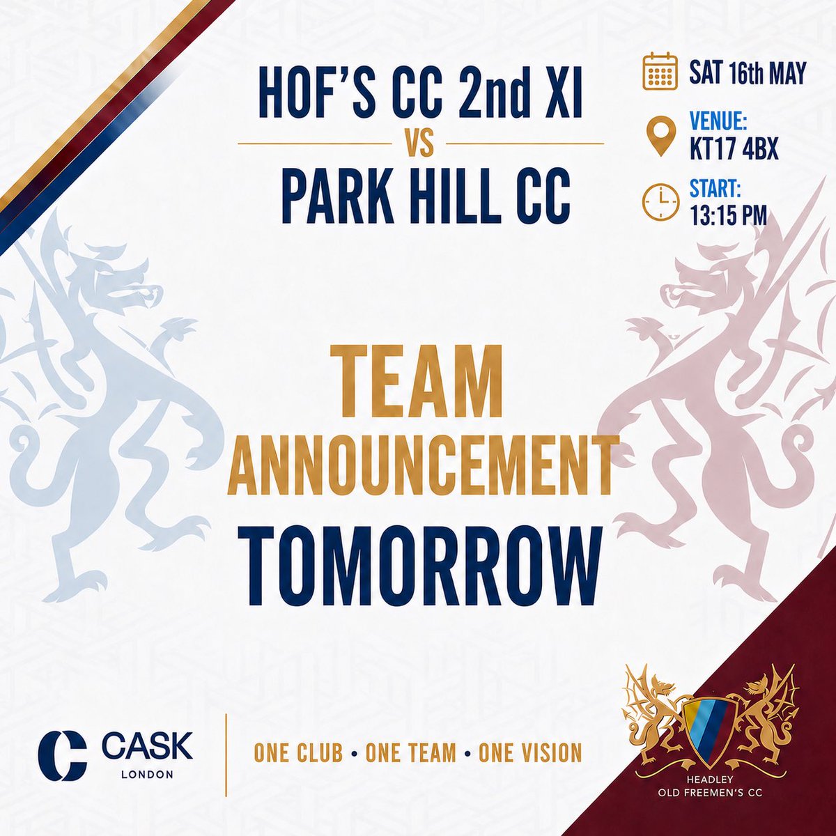 HOFCricketClub's tweet photo. Tow big fixtures again this coming weekend. https://t.co/P1OWwINkD3