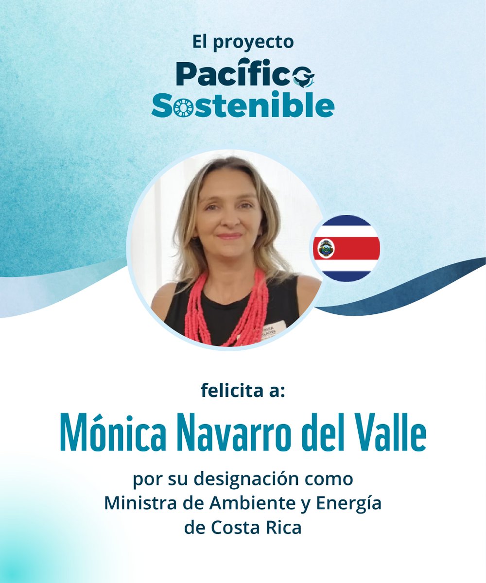WWF_MAR's tweet photo. El proyecto Pacífico Sostenible felicita a Mónica Navarro del Valle por su designación como Ministra de Ambiente y Energía de Costa Rica. 🇨🇷

Costa Rica es un actor clave en los esfuerzos por promover la gestión sostenible del Gran Ecosistema Marino del Pacífico Costero Centroamericano, una región marina de gran valor para la biodiversidad, las comunidades costeras y el desarrollo sostenible.

Reafirmamos nuestro compromiso de seguir trabajando de la mano con el MINAE y las instituciones nacionales para contribuir al bienestar del Pacífico Costero Centroamericano.

@theGEF @PNUD_CR @CRMinae