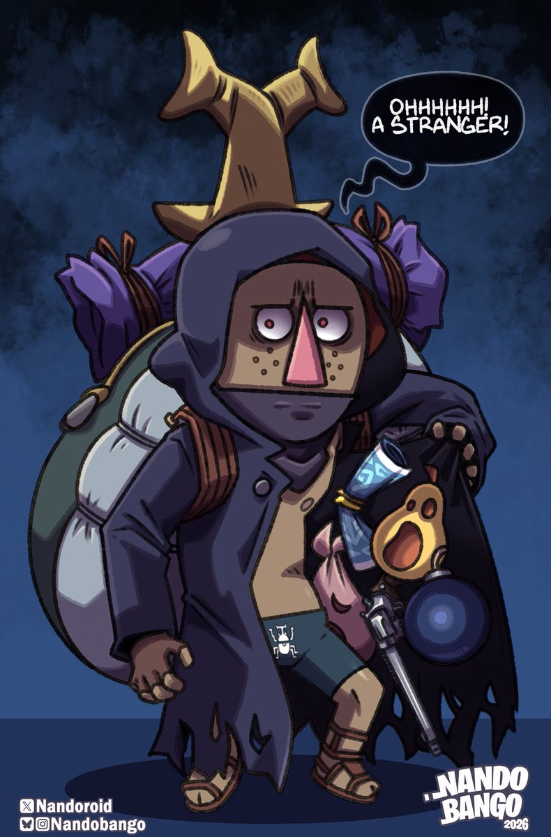 Nandoroid's tweet photo. - Oooooooooh Stranger, haha! What d'ya need that for? Goin' huntin' a King Dodongo?

What you get if you mix Beedle (TLOZ:WW) and the Merchant (RE4)? This! He he he. https://t.co/WF4C1SI36E