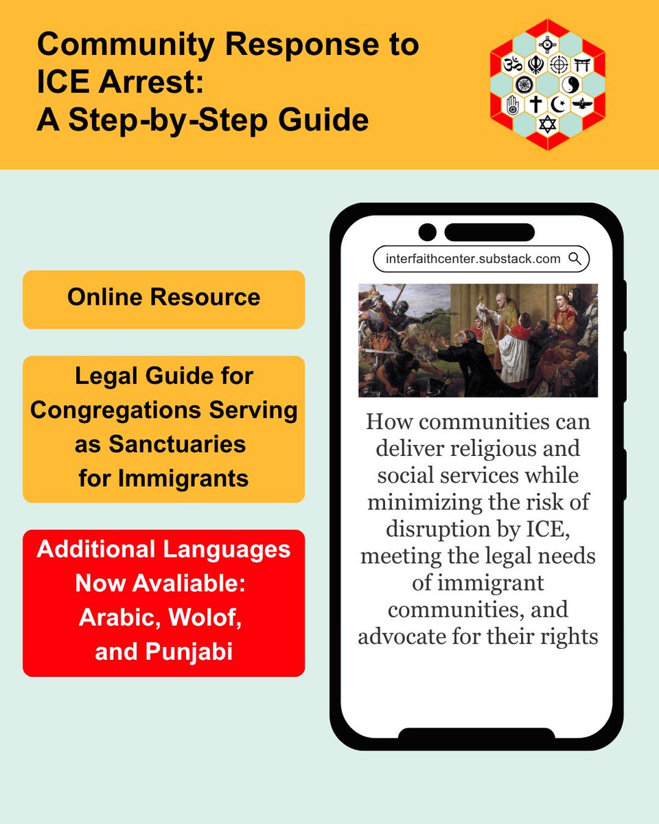 ICNY's tweet photo. ICNY Chief Counsel Eugene Nam’s legal guide for congregations serving as sanctuaries for immigrants is now available in ADDITIONAL LANGUAGES: Arabic, Wolof, and Punjabi.

Check out this resource in these additional languages, English, Spanish, or French at https://t.co/ScDVL028uO.