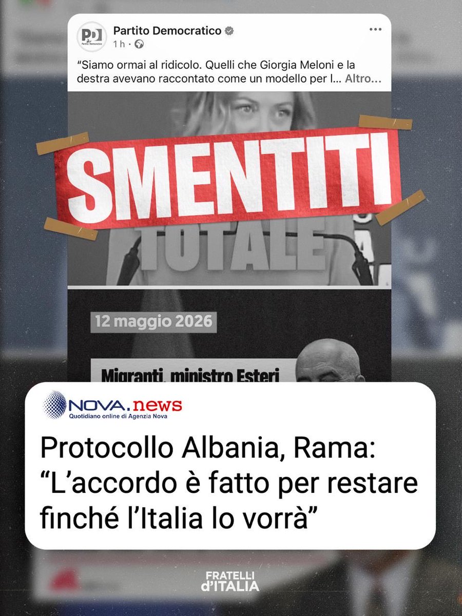 Un’altra smentita nel giro di poche ore per il Partito Democratico. I centri in Albania funzionano, mentre la vostra continua propaganda anti-italiana no.