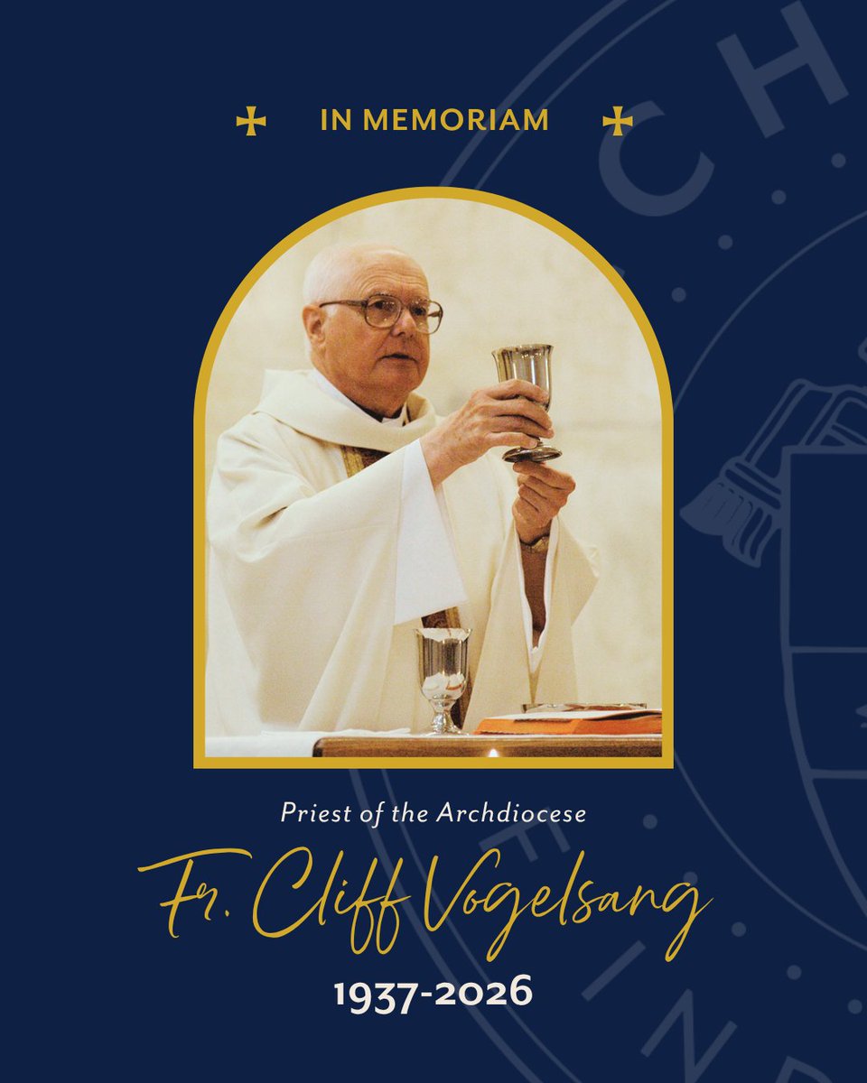 archindy's tweet photo. Thank you Fr. Cliff Vogelsang for 63 years of faithful ministry. 🕊️ Eternal rest, O Lord. 

Mass of Christian Burial: May 14, 9–11 a.m. visitation, 11 a.m. Mass at St. Luke the Evangelist Church. 

🔗: https://t.co/Hq4dag2zWm 

#ArchIndy #Priesthood https://t.co/LnQ2JBcm39