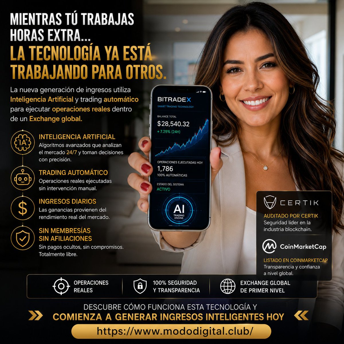 LiveGoodExito's tweet photo. 📷 Mientras tú trabajas horas extra… la tecnología ya está trabajando para otros.”
La nueva generación de ingresos utiliza Inteligencia Artificial y trading automático para ejecutar operaciones reales dentro de un Exchange global.
Sin membresías. Sin afiliaciones. Solo tecnología financiera de última generación.
📷 Más información en el Grupo Informativo.📷
https://t.co/zap7K9GY1Q