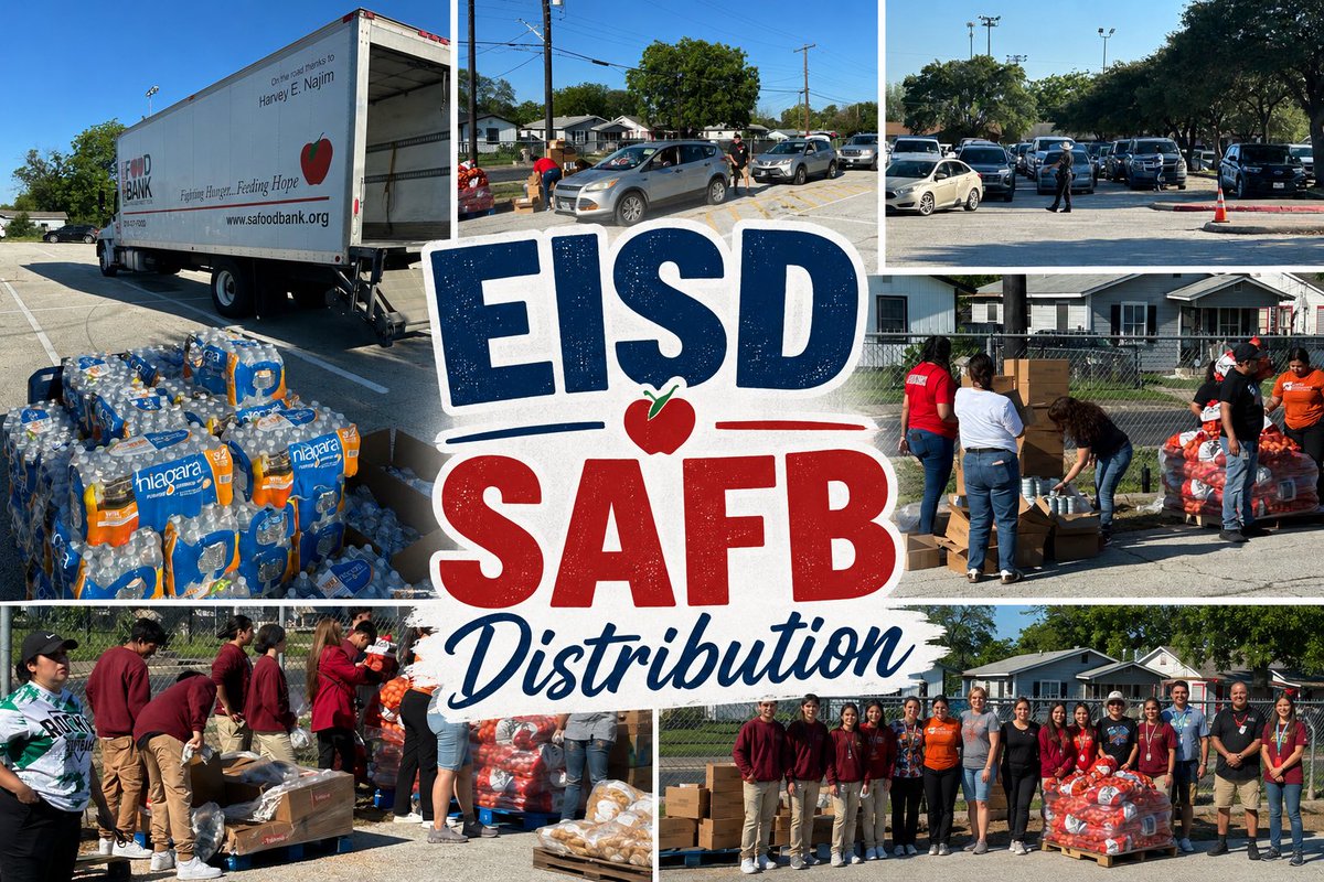 EISDFE's tweet photo. Thank you to the SA for partnering with EISD for our second food distribution! 🍎💙

Shoutout to our DAEP students for volunteering, Good Samaritan for their partnership, EISD PD for keeping everyone safe, and our FACE Team for their hard work behind the scenes. @DrH_OnTheEdge https://t.co/akhjR5AmxO