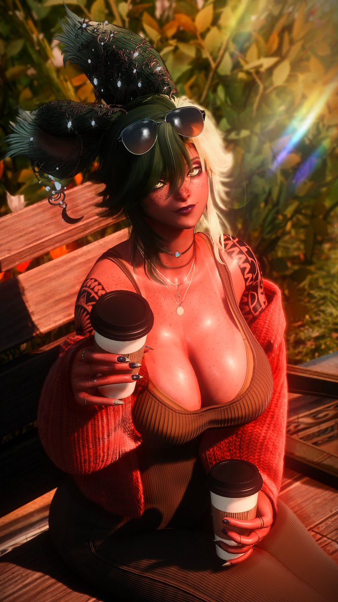 ahintofglints's tweet photo. "I saw that yawn, dear. Good thing I ordered for us both~" 💚

#ffxiv • #ffxivscreenshot • #eorzeaphotos • #gpose • #gposer • #viera • #aglamofglints https://t.co/eLlzJJQEQP