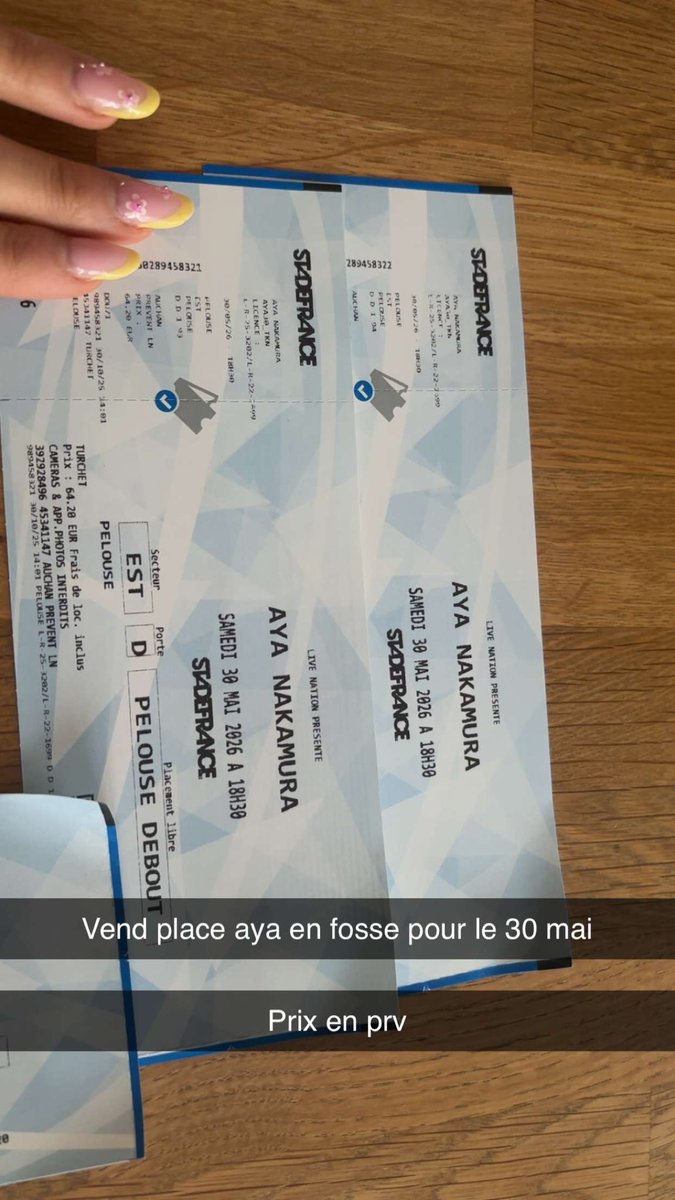 jeannouu_t's tweet photo. Vends deux places pour Aya Nakamura le 30 mai à Paris 
Prix en privé https://t.co/sfrdshOmcr