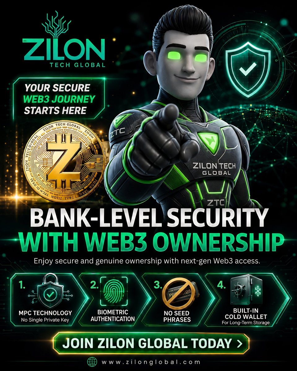zilonglobal's tweet photo. Your secure Web3 journey starts with ZILON Global. π‘οΈ
Bank-level security, true Web3 ownership, and safer digital access for the future. π
π https://t.co/ZV78u7FKKO
π https://t.co/FKoLLD5jFl
#ZilonGlobal #Web3Security #DigitalOwnership #ZTC https://t.co/S8GbZ3tNTY