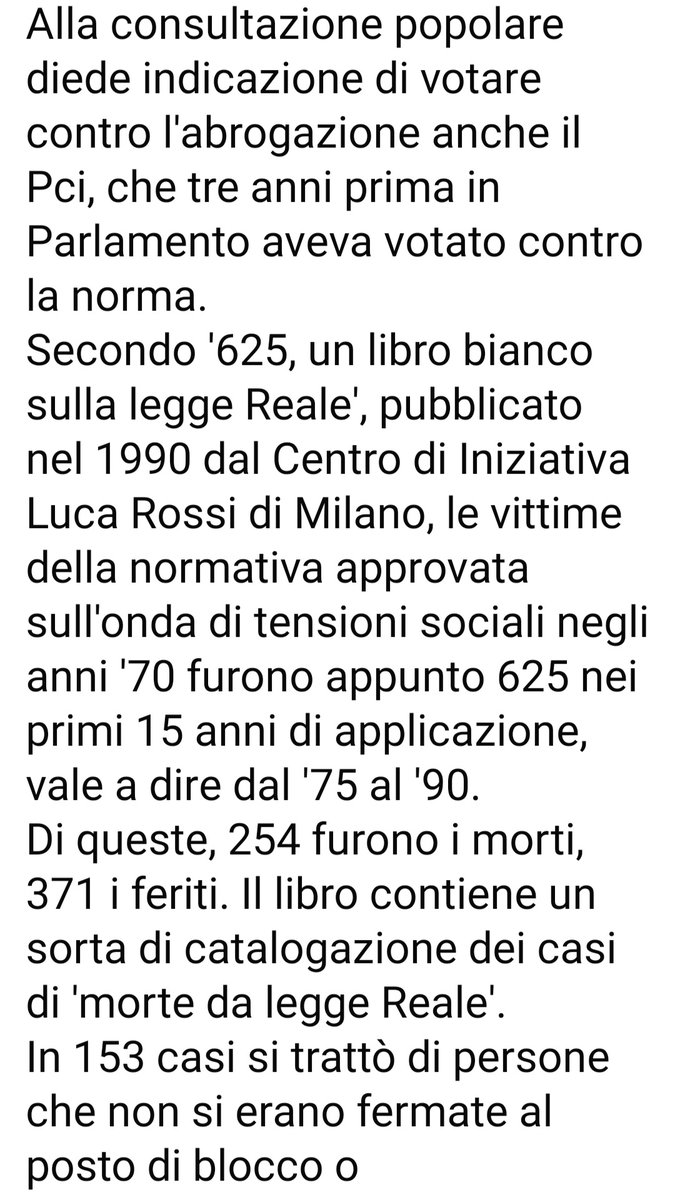 paolabest64's tweet photo. 📌 6️⃣2️⃣5️⃣ Sono le Vittime della #LeggeReale elencate caso per caso nel #LibroBianco pubblicato nel 1990 dal "Centro di iniziativa Luca Rossi" di Milano.
Qui sotto solo qualche cenno...
E La Legge "Reale" è ancora Oggi in Vigore !💥 https://t.co/mjAMKxXQOU