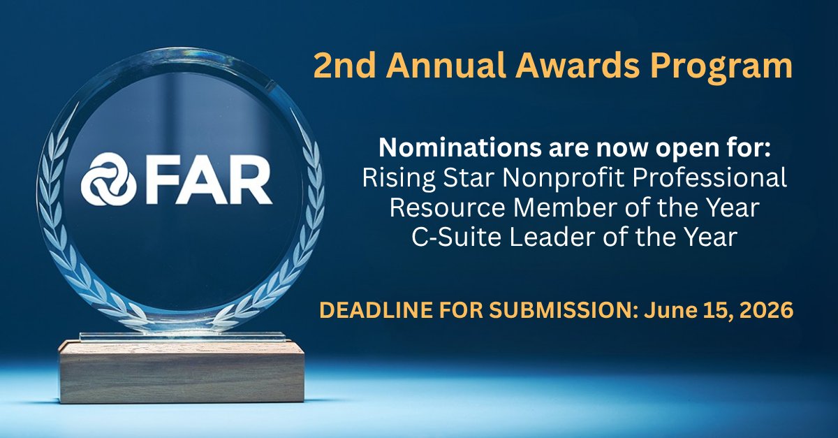 FARRoundtable's tweet photo. Less than 2 weeks left to submit! 🚨 Submit by June 15, 2026 🔗 https://t.co/SfS3nXCErr

FAR's 2nd Annual Awards Program is a premier recognition initiative celebrating the individuals who are moving our sector forward.

Let’s Celebrate Excellence 🏆 Nominate Yourself or a Peer! https://t.co/3xwj6p7Ks1