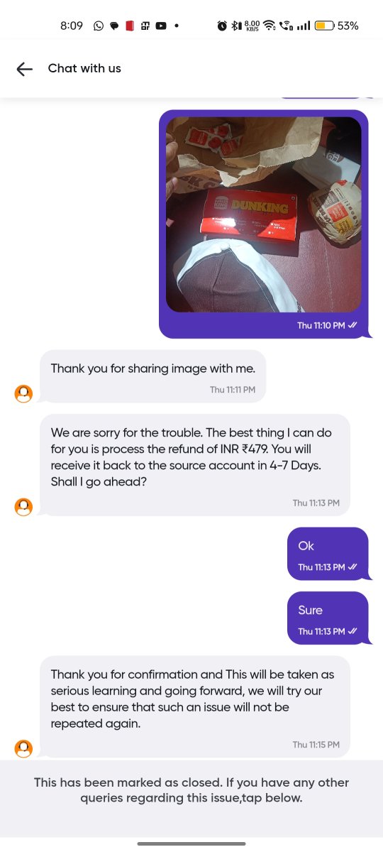 ajitkoshti's tweet photo. Order issue reported. Exec said refund will be processed. 11 days later: no credit to my account, emails ignored. This is unacceptable. Need immediate resolution. Screenshots attached.
@Swiggy @SwiggyCares @swiggydineout @WeAreSwiggy https://t.co/IFe33b5Hwm