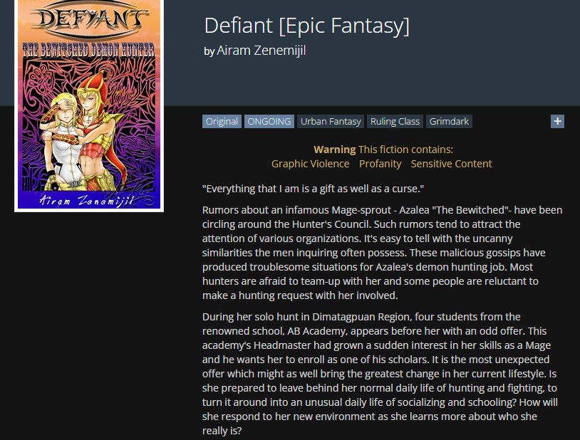 Zenemjil's tweet photo. "Infamous Demon Hunter enrolls in a renowned academy and struggles to keep a normal peaceful school life."
New chapter posted!

Read Defiant [Epic Fantasy] for free: https://t.co/HW6HtXeiby

#IndieAuthor #webseries #amwriting #fantasy #DemonHunters #writingcommunity #writerslife https://t.co/V9ymYWdwkh