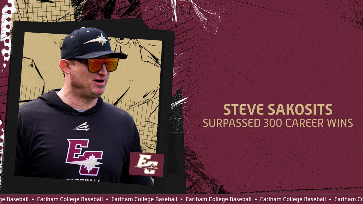 EarlhamBaseball's tweet photo. More milestones to celebrate. Coach Steve Sakosits reaches a massive career milestone with surpassing 300 wins as well as HCAC Coach of the Year Honors! https://t.co/Z4nWT5RWYC