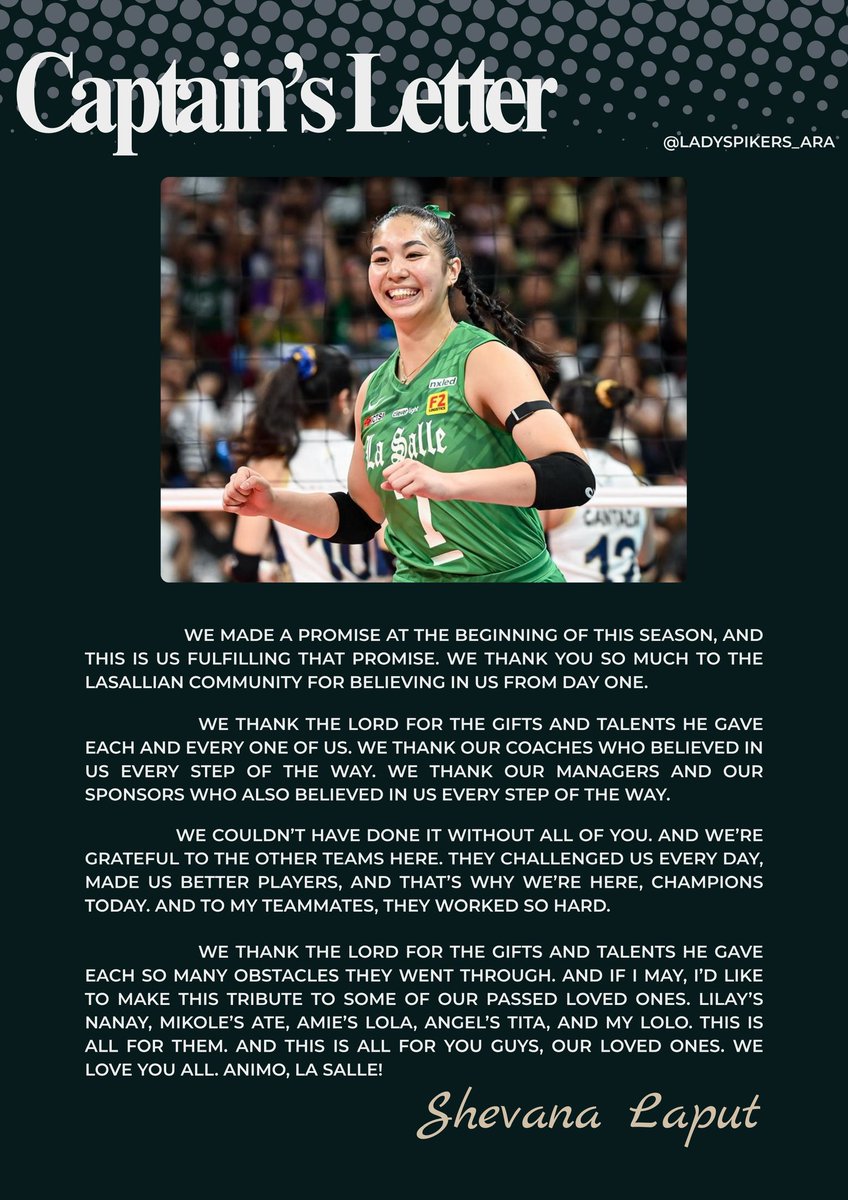 ladyspikers_ara's tweet photo. It’s not Cerulean, it’s actually…Green 💚. 13 titles, one system, and a fanbase that doesn't ask twice. The Lady Spikers never chased the crown…They wore it 👸🏻. This stuff? Championship-Grade. That's all. 💚🤍🏹 #UAAP88CHAMPIONS #LadySpikers #GreenAndWhite https://t.co/xErIhuD3CB
