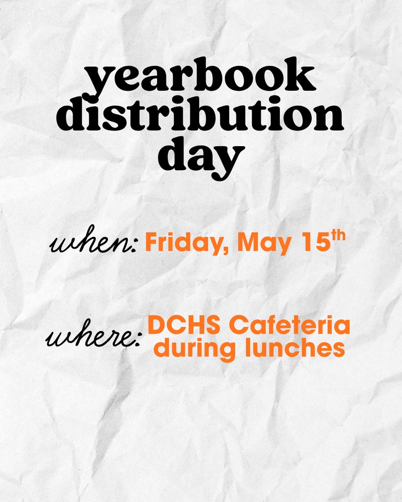 daviecountyhs's tweet photo. Yearbook Distribution Day is almost here! 

Students who purchased a yearbook can pick it up Friday, May 15, during lunches in the DCHS Cafeteria. 

Limited extras will be available for $125, cash only, first come, first served. Swipe for pickup details! 

#experiencedavie https://t.co/TmOwq1ugAR
