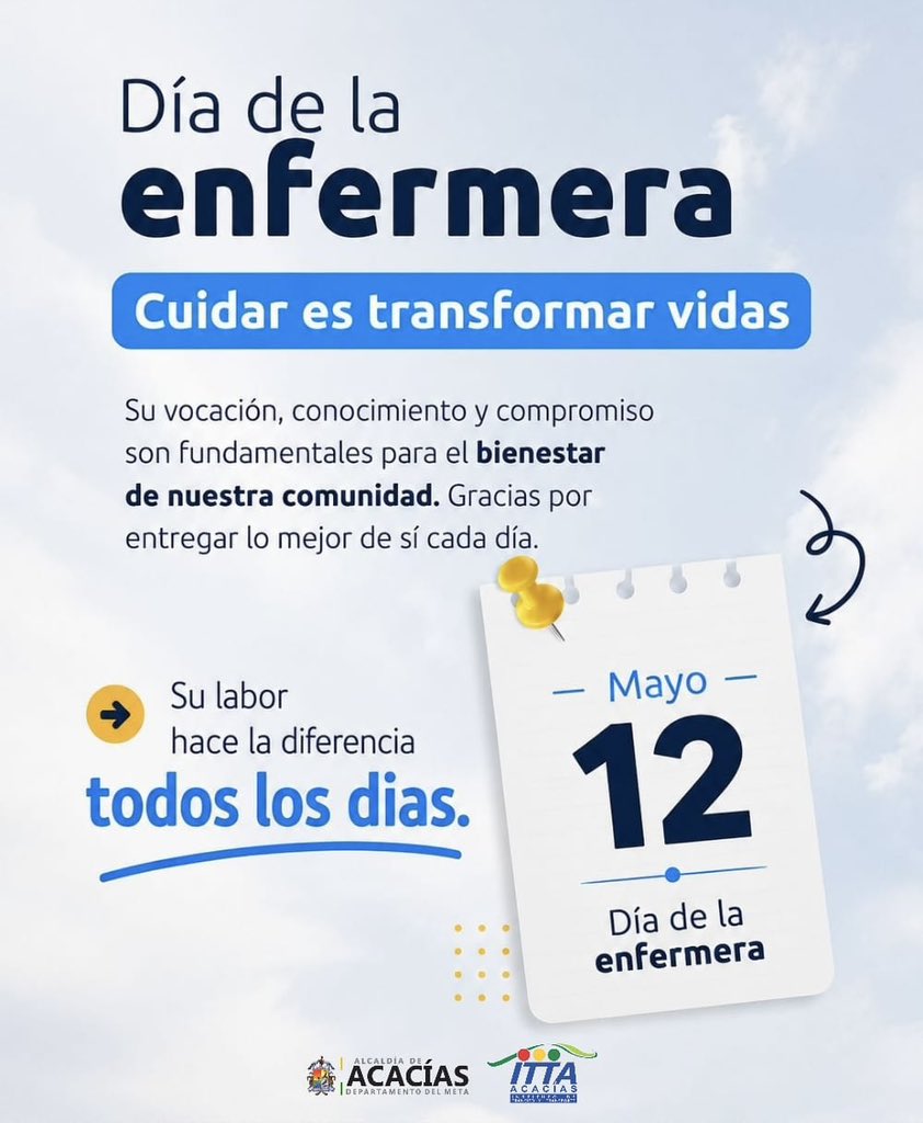TransitoAcacias's tweet photo. 👩🏻‍⚕️FELIZ DÍA DE LA ENFERMERA 

🚑 En hospitales, emergencias y también en las vías, su labor representa esperanza y vida.  

💙Gracias por cuidar y salvar vidas con vocación y compromiso.  

#DíaDeLaEnfermera 
#TránsitoAcacías https://t.co/sITkYUxadr