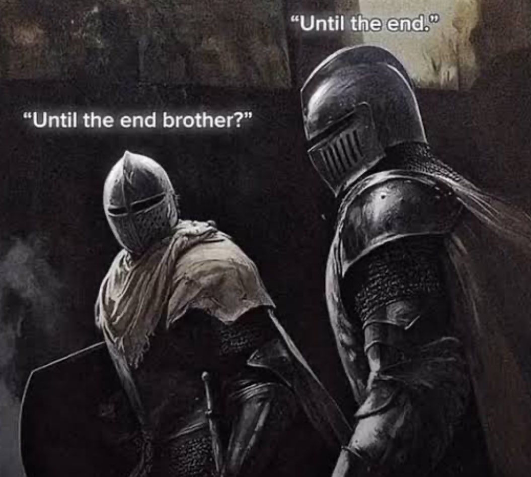 MountainC_'s tweet photo. Knights holding the line together to protect and build the kingdom they want to live in. 

People have been connected to these symbols for years across the internet, and Crypto became the new battlefield. 

Few understand how early this is. 

The Gates are open ⚔️
@knightcore___ https://t.co/jvfSQDqJOI