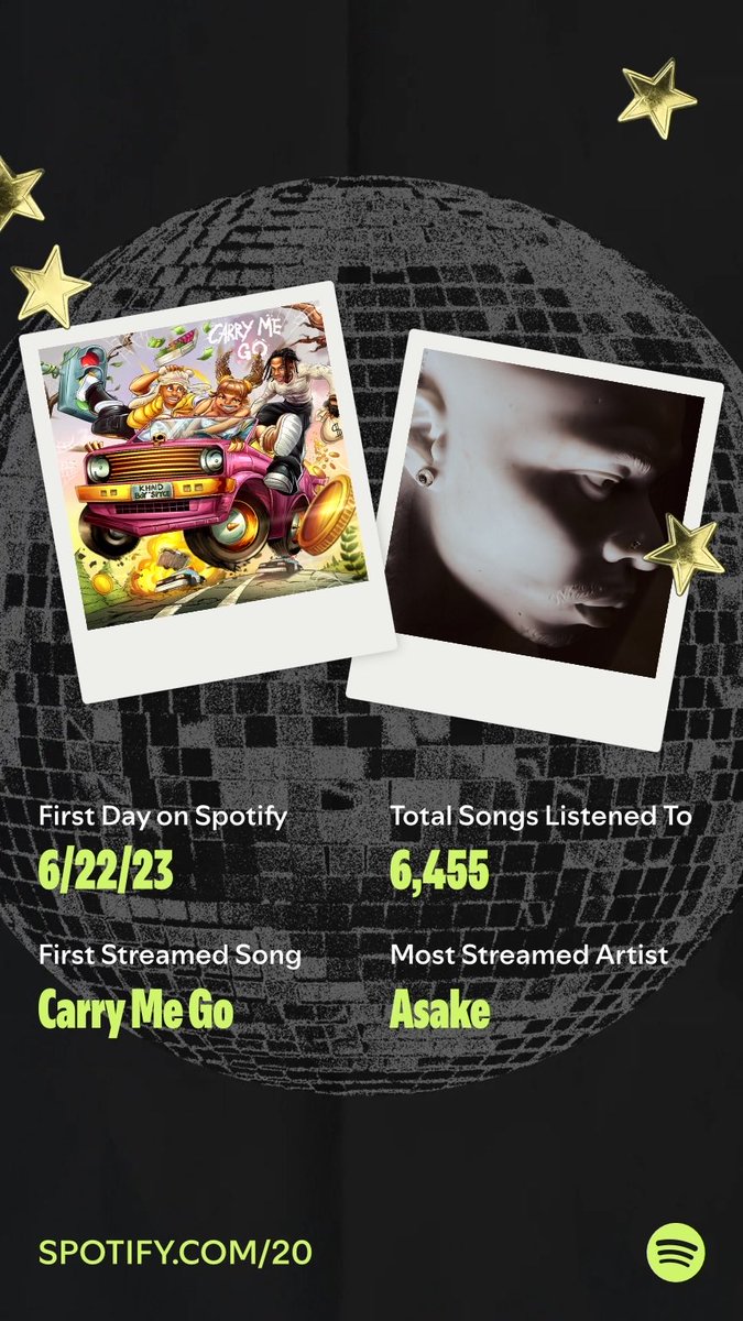 KayodePete7498's tweet photo. Well-played: check out my first song, top listens, and all-time hits since my first day on Spotify, 6/22/23. Find yours at Your Party of The Year(s)!  https://t.co/5jBeS9xOC9 https://t.co/DfuhLNPnqp