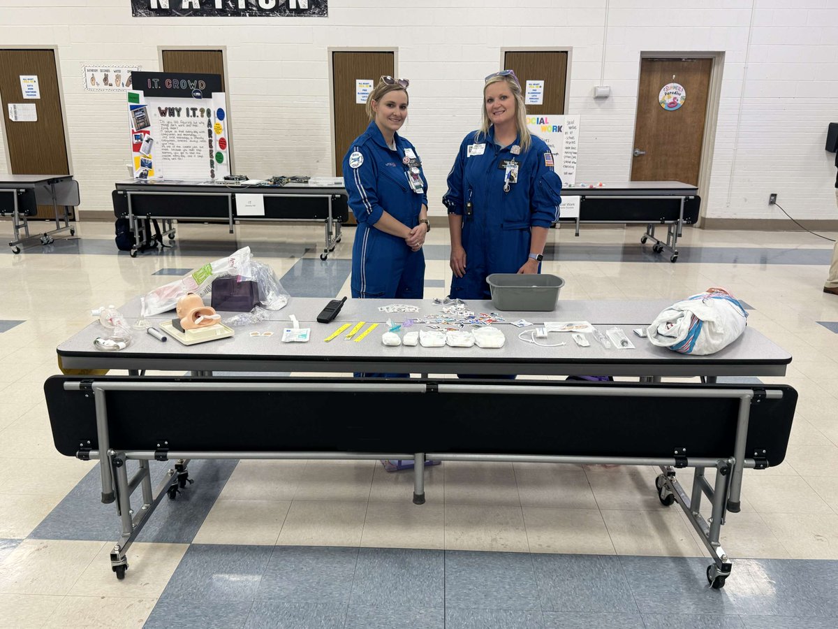 ApolloMedFlight's tweet photo. Big shoutout to Sam and Misty for showing up and showing out at the Career Fair at Gene Howe Elementary School! 🚁 Thank you both for representing Apollo MedFlight and inspiring students while sharing what it means to serve our communities when seconds count. #ApolloMedFlight https://t.co/YR8TLNkYRD