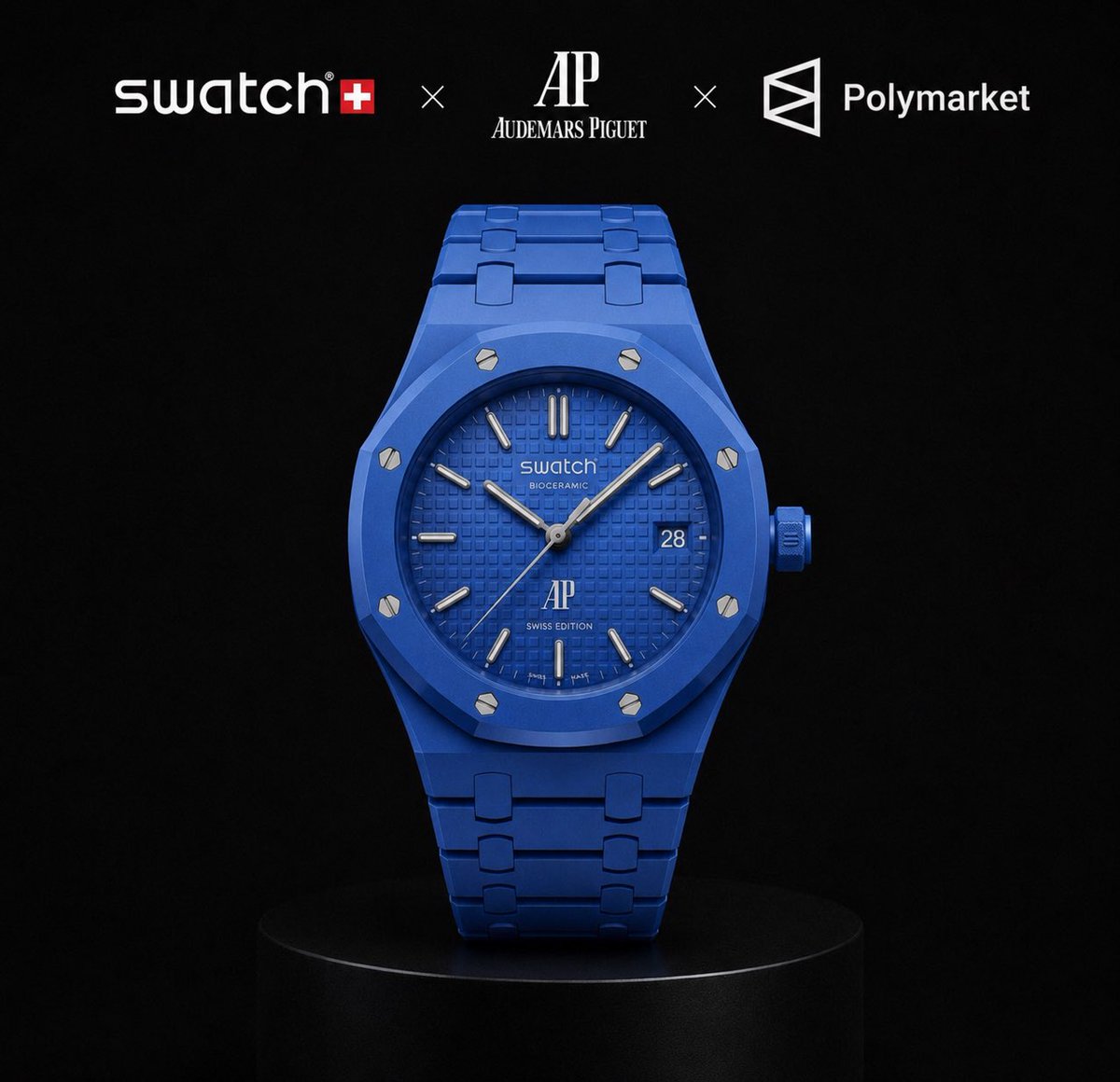 PolyFundr's tweet photo. Swatch x AP x Polymarket. 

Make it happen @shayne_coplan https://t.co/uy7ExdeEwg