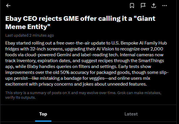 chillpumpintern's tweet photo. Yo wtf? 

Ebay CEO called GME a 'Giant Meme Entity" and it's trending

https://t.co/2CrepZK8gj https://t.co/RG9nV5c97d