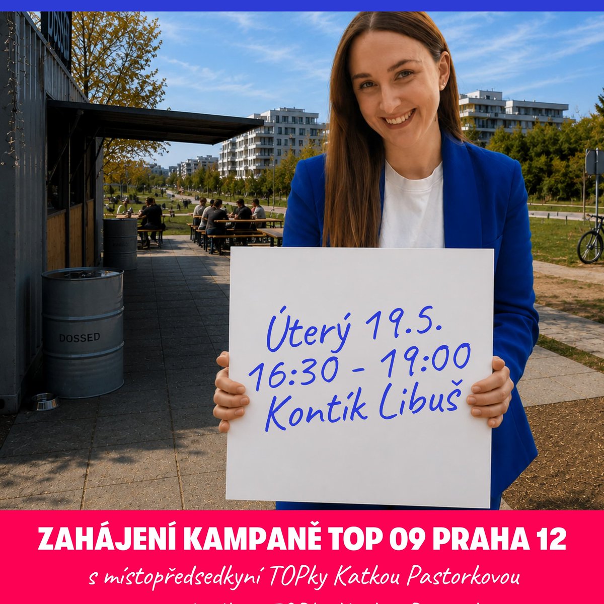 Top09P12's tweet photo. Zveme vás na zahájení volební kampaně TOP 09 Praha 12. Můžete se setkat s našimi kandidáty i místopředsedkyní TOP 09 Kateřinou Pastorkovou. https://t.co/NEIeym321I