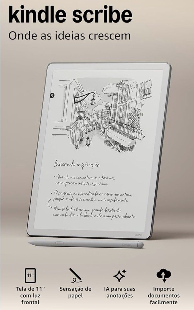 anaestalendo's tweet photo. 🚨 KINDLE SCRIBE! 

Amazon finalmente trouxe o Kindle Scribe para o Brasil. Mais fino, mais leve, mais rápido — Escreva em cadernos, documentos e livros. 

https://t.co/AaS2fi5pru

Kindle Scribe 32GB: https://t.co/p6k0ZugUgg

Kindle Scribe Colorsoft 64GB: https://t.co/g7wixAl0HL https://t.co/EgeigsoaGd