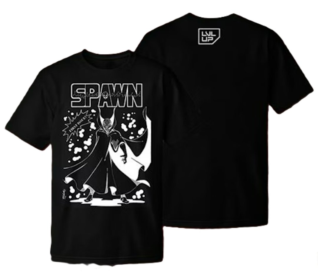 LVL UP EXPO's Spawn 1977 Exclusive T-Shirt (2026). Art by