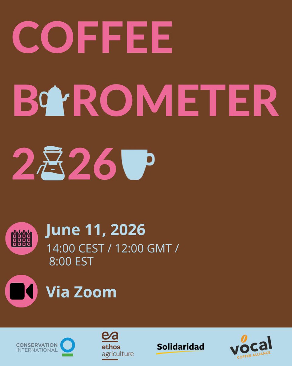 coffeewatchorg's tweet photo. What have 20 years of sustainability promises actually done to change coffee? ☕🌍 You have questions? We have answers! Join the 2026 Coffee Barometer webinar exploring transparency, rights, poverty, accountability, and power in global coffee. #CoffeeBarometer 
🔗 https://t.co/tZL9I0Wwcu