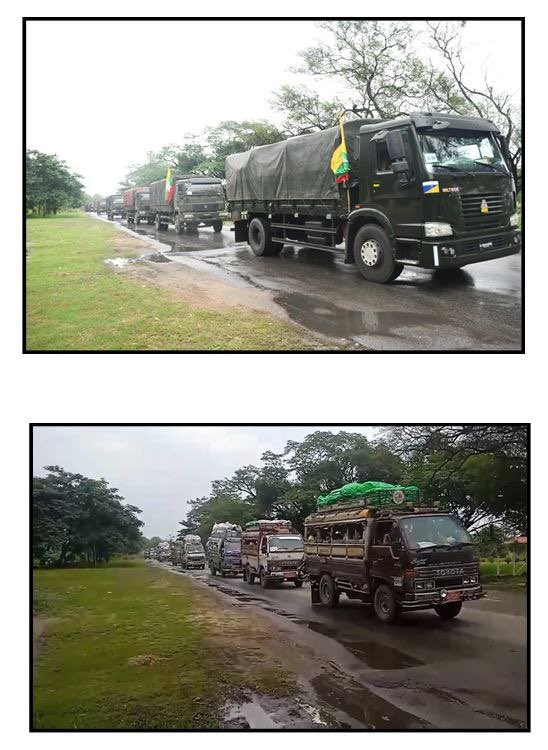 MoeSatKhinn's tweet photo. Restoring Governance: Convoys Carrying Staff and Essential Goods Arrive in Towns Along #Mandalay-#Myitkyina Route to Warm Public Welcome 🇲🇲🇲🇲🇲🇲🇲🇲🇲🇲
#WhatsHappeningInMyanmar
#Myanmar @ASEAN #Sovereignty #RuleOfLaw #BreakingNews #PublicService #StateStability https://t.co/2gtphkK8cl