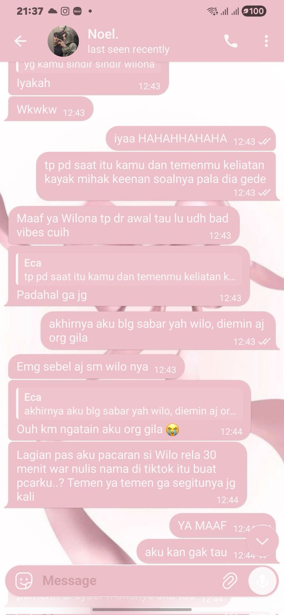 destpair's tweet photo. As Noel's ex, gue pernah confront beliau karena keliatan banget prefer Keenan than me (yang saat itu pacar dia) DAN YAP gue ada ss-nya bahwa dia memang haters lu Wilo, u go girl sih kata gue. https://t.co/et2h0voK0v