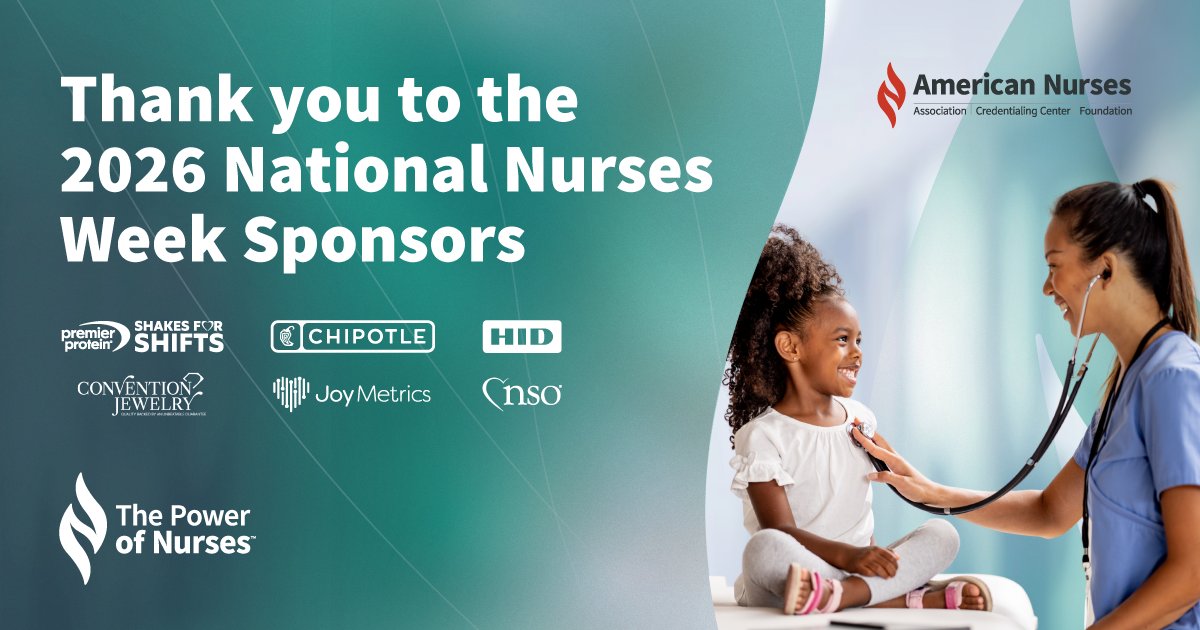 ANANursingWorld's tweet photo. Big appreciation for our Nurses Week sponsors ❤️

Because of your support, we’re able to celebrate nurses in a bigger, more visible way across the country.

Thank you for helping us shine a light on The Power of Nurses™.

#ThePowerOfNurses #NursesWeek https://t.co/SBSVGjSTRL