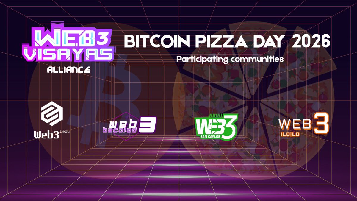 web3visayas's tweet photo. This year's Bitcoin Pizza Day, four (4) Visayas-based communities in the Philippines under our alliance are confirmed to participate in the annual celebration.

🧵👇 https://t.co/NcxDmZPX3N