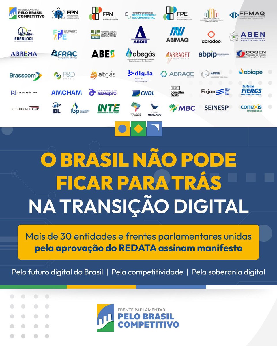 mbcompetitivo's tweet photo. 🚨 O avanço da IA e da economia digital exige decisões estratégicas. 

O MBC apoia a aprovação do #REDATA para atrair investimentos, ampliar a infraestrutura digital e fortalecer a competitividade do Brasil. 🇧🇷💻

#BrasilCompetitivo https://t.co/6M8qaX3xob