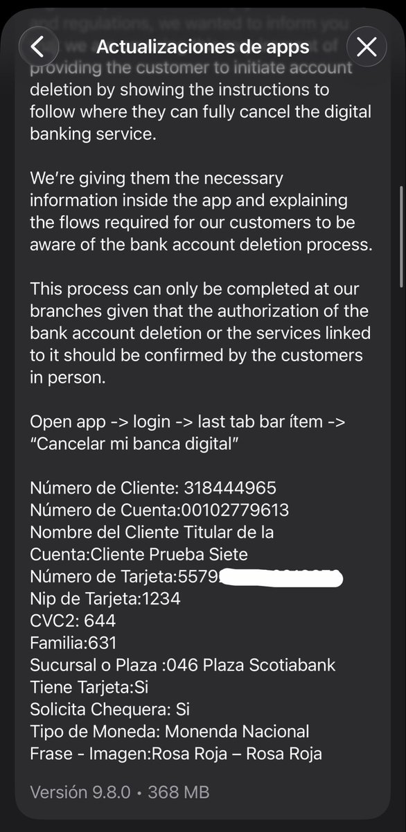 5eniorDeveloper's tweet photo. Oye @ScotiabankMX, está buena esta actualización https://t.co/5mRtWZ7NIG