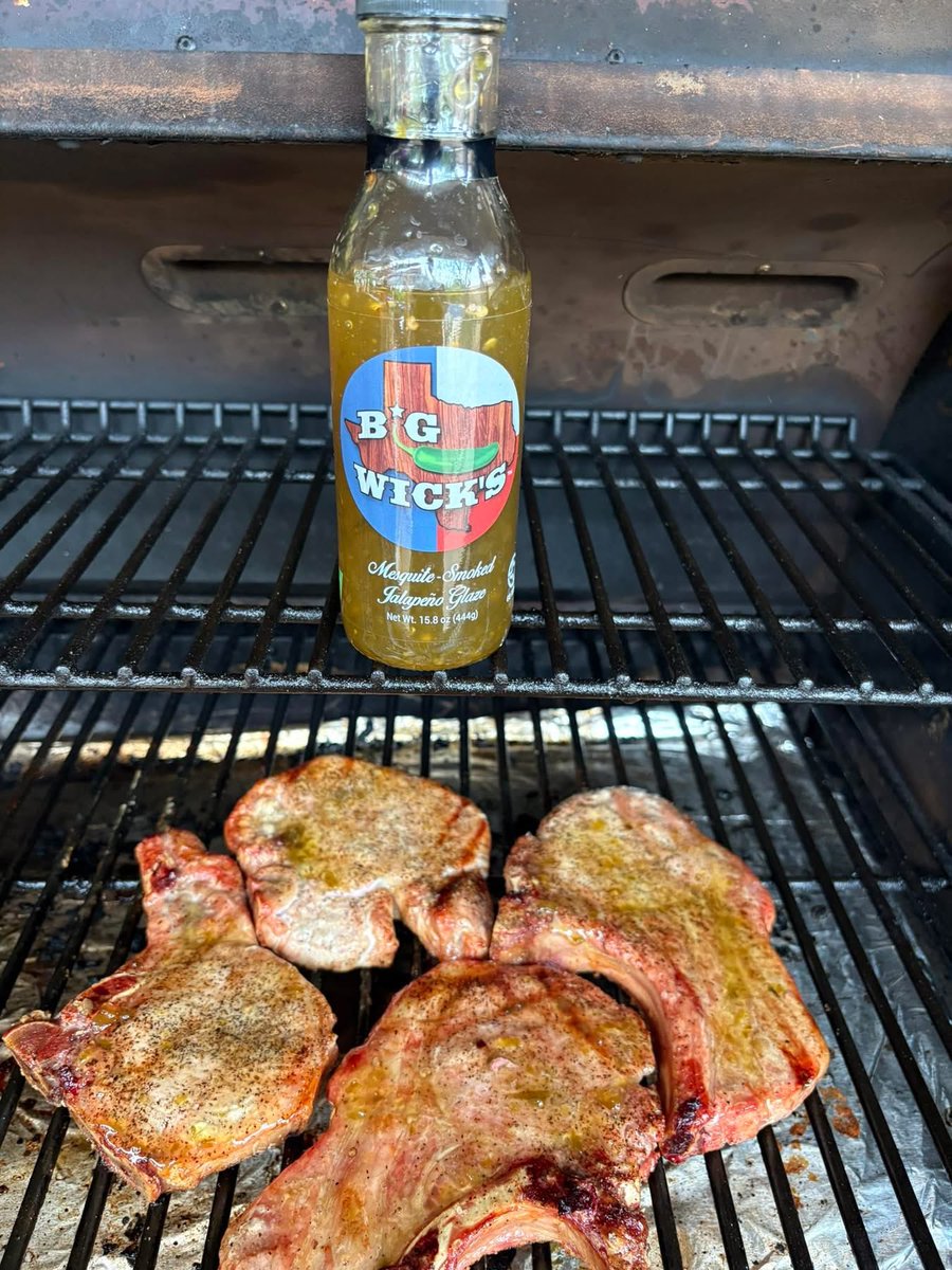 bigwickslbktx's tweet photo. Pork chops finished with our Original Mesquite Smoked Jalapeño Glaze. Still our top selling item to this day.  It’s great on everything! 🔥 📸 Mike W https://t.co/87Un3VvM7R