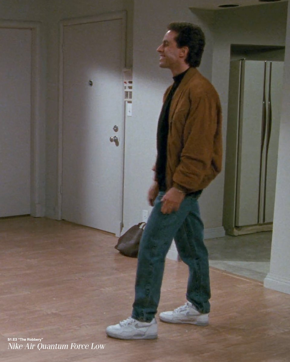 jonathancran's tweet photo. ICYMI I've been chronicling all the Nike's Jerry wore in Seinfeld episode by episode. I'm on Season 1 Episode 3 and this shoe is an absolute 90s Nike banger.

The Nike Air Quantum Force Low

Follow along here:
https://t.co/y2m6uh2WWl https://t.co/jc94tTyQum