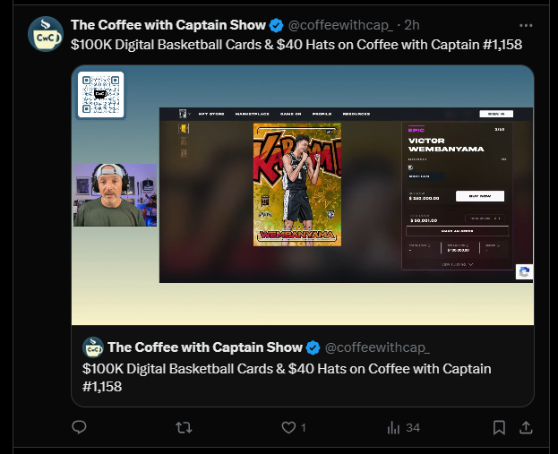 NFTsEveryday's tweet photo. GM! Very cool to see Panini NFTs getting some air time with @ChrisJourdan on @coffeewithcap_ this morning. 

The entire recording is a great listen, if you want to fast forward to Panini NFTs it's around the 1hr mark, I'll drop the link the reply below. https://t.co/ASW7tyPzs5